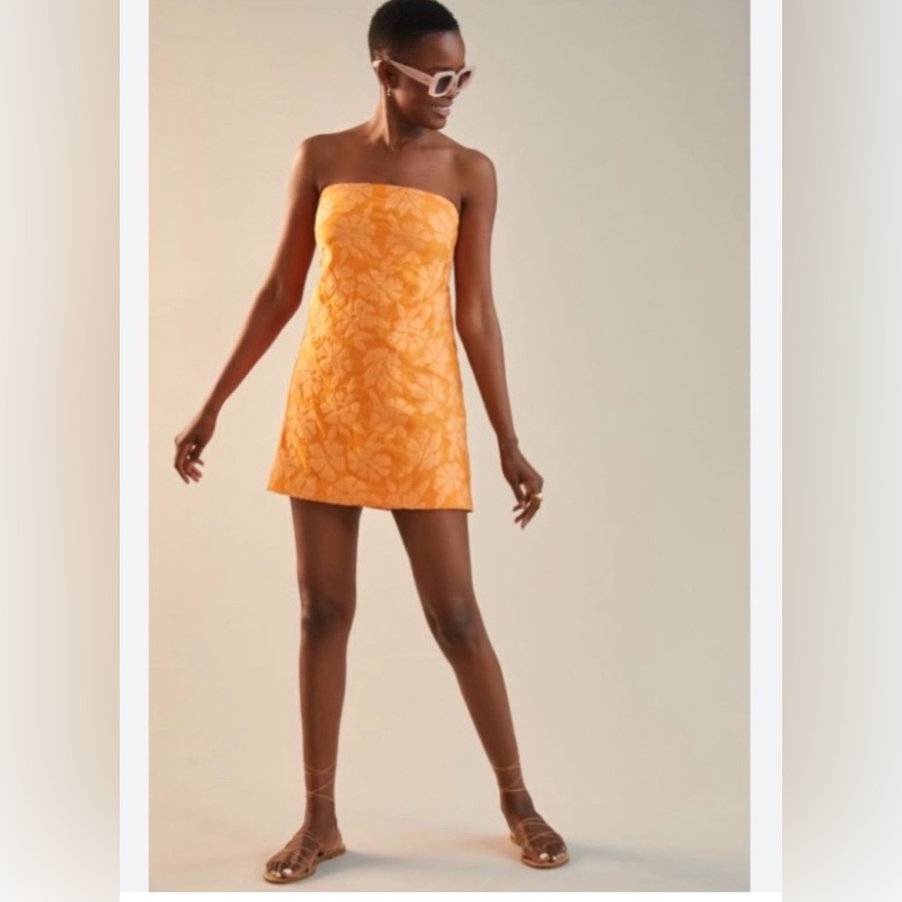 Anthropologie Strapless Orange Dress
